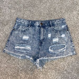Forever 21 denim shorts distressed acid wash
